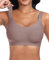 Ganado Damen BH Tiefem V-Ausschnitt Nahtloser BH Soft Bequem Bügellos Bustier (Braun-Nahtlos, L)