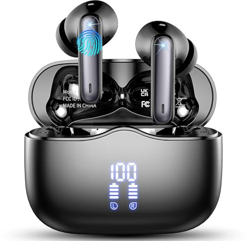 Bluetooth Kopfhörer, Kopfhörer Kabellos Bluetooth 5.3 In Ear Kopfhörer mit 4 ENC Noise Cancelling Mic, Kabellose Kopfhörer Immersiver HiFi Stereo, IP7 Wasserdicht Ohrhörer, 40Std Earbuds LED-Anzeige