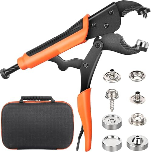 Heavy Duty Snap Fastener Kit, Adjustable Snap Fastener Plier with 40 Sets Metal Snaps, Snap Buttons Setter Canvas Snap Install Tool Sewing Press Tool for Replacing Boat Cover, Tarps, Leather