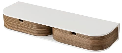 Valiai Schwebendes Regal mit 2 Schubladen - Hängendes Wandregal Holz - Kleine Wandschubladen Hängend - Schwebendes Wandregal mit Schubladen