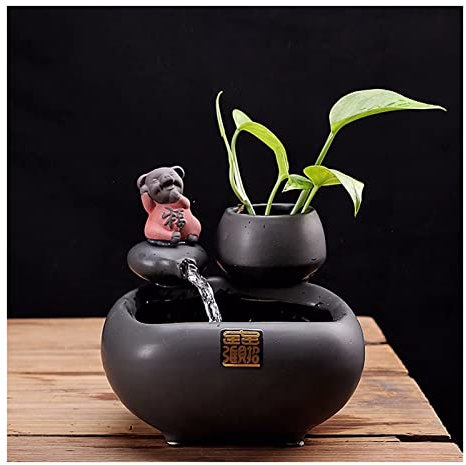 Fontaine d’Intérieur Feng Shui Sculpture de cochon chanceux en céramique Fontaine d'intérieur Fontaine de table Cascade en céramique Fontaine d'eau de table for la décoration intérieure de la maison d