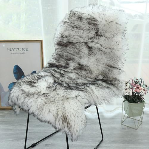 CHUYIX Faux Lammfell Schaffell Teppich 60 * 100cm - Longhair Flauschiger Wohnzimmer Deko - Nachahmung Wolle Sofa Matte - Kunstfell Dekofell Lammfellimitat