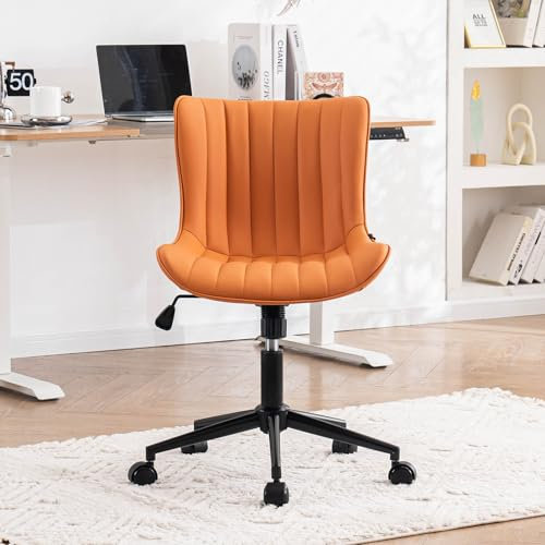 YOUTASTE Bürostuhl Ergonomisch, Schreibtischstuhl Höhenverstellbar, Bürostuhl mit PU-Leder & Rollen, Drehstuhl Wippfunktion, Computerstuhl 136 kg Belastbar, Kamel