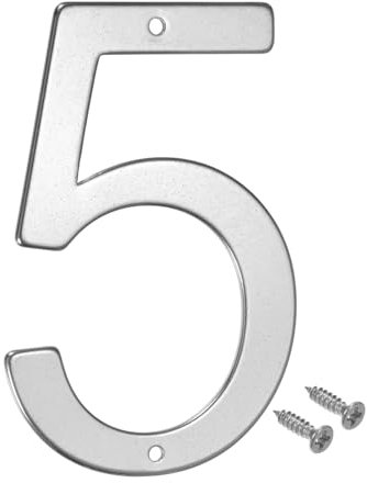 M METERXITY 1-Pack House Number, 4 Inch 304 Stainless Steel Mailbox Number Door Number Signage for Garden/Hotel/Mailbox/Address/Sign, House Number for Outside [Number 5, Silver]