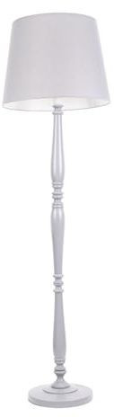 ValueLights | Traditional Grey Wood Candlestick Floor Lamp with Grey Tapered Shade for Living Room | Floor Lamps, Home Décor & Improvement Essential | Included LED Bulb