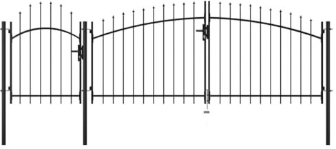 Sufrk Puerta de jardín de acero 2 x 4 m negro-puerta de jardín, puerta de jardín, de acero galvanizado con cerradura, asa y llave, robusta y duradera