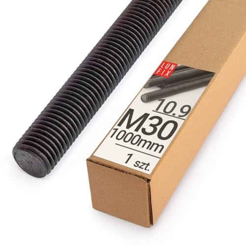 Lun Fix Tige filetée, M30 x 1000 mm, Acier haute résistance 10.9 | DIN 976, Filetage métrique, Goujon fileté, Vis longue, Fixation industrielle, Montage métal