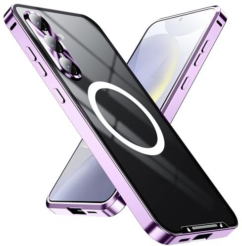 XMTON Custodia per Samsung Galaxy S24 FE cover per Magsafe, Protezione della fotocamera, Cover magnetica in metallo, Custodia protettiva antiurto e Vestibilità slim per Samsung S24 FE case, Viola