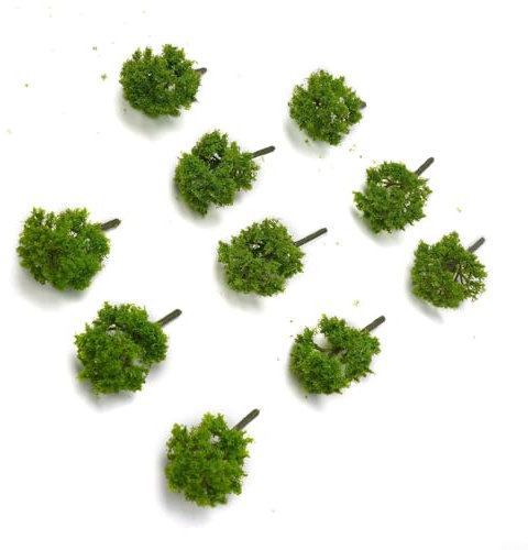 Colección de accesorios de terreno de Wargame de diez árboles de plástico verde (79 cm) perfectamente adecuado para realzar cualquier diseño (7 cm)