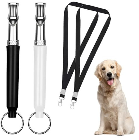 ZBKJYILF Hundepfeife, 2 Stück Hundepfeife Rütter Rückruf, Hunde pfeifen (Schwarz Und Weiß)(Kostenloses Schlüsselband)