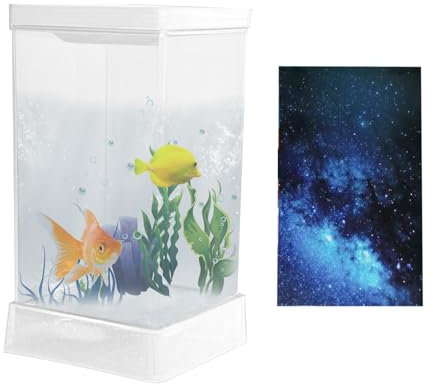 Nano Aquarium Habitat - Kompaktes Desktop - -Behälter, Marine Pet Gehege | Miniatur -Wasserschiff, Transparentes Acrylbehälter, LED -Beleuchtung, Starter -Kit Für Bürowohnheimzimmer