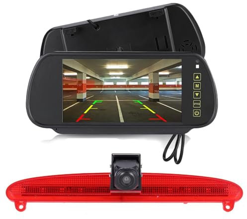 Mit 7 Zoll Rückspiegel, Nachtsicht HD Doppelkameras Einparkhilfe Kamera Bremsleuchte Rückfahrkamera Ersatz für IVECO Daily 6 Transporter Baujahr 2015-2017 Bremslicht Light Brake Stoplampe