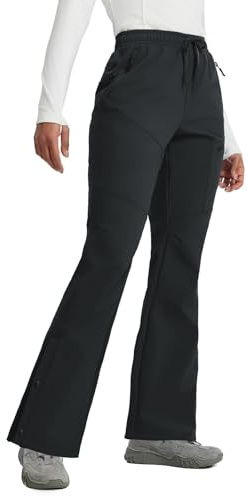 baleaf Pantalones de senderismo térmicos para mujer, impermeables, de softshell, pantalones Scheehose, Negro , M