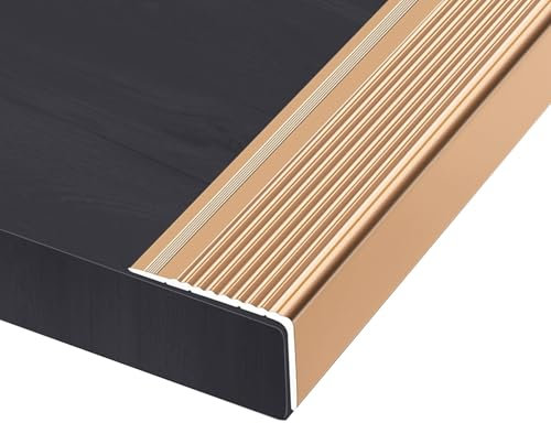 Treppenprofil L-Form Winkelprofil, 90 cm Wasserdichter Alu Stufen-Kantenprofil, Treppenkantenprofil für Innen- und Außentreppen/-Stufen/-Ecken(Gold,W 4 x H 3 cm)