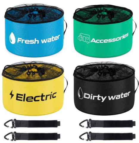 CBWERBB RV Hose Storage Bag,4 Pack Waterproof Camper RV Equipment Organizer Bags,Caravan Camping Cable Organizer for Electrical Cords Fresh Water Hoses Sewer Hoses