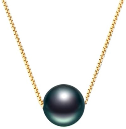JYARZ Collier Perle Bijoux Collier Femme Perle Noire De Tahiti Pendentif Perle Noire De Culture Collier Fêtes