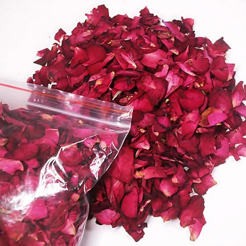 Veri Petali di Rosa Rossa essiccati, 100g Petali di Rosa essiccati, Petali di Rosa Rossa Essiccati, pediluvio, Bagno Spa Matrimonio, fragranze per la casa Matrimonio Accessori Fai da Te