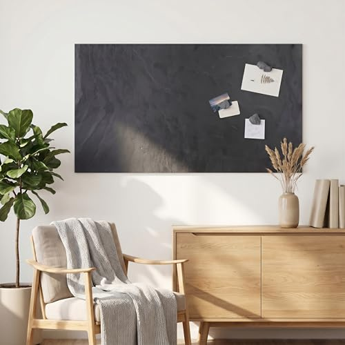 Magnettafel Schiefer 4 In 1 (Magnetwand+Kreidetafel+Pinnwand) Naturstein Magnetboard inkl 1 x Steinmagnet und 1x Kreidestück in verschiedenen Steinarten und Größen (Grey Impact, 120cm x 61cm)