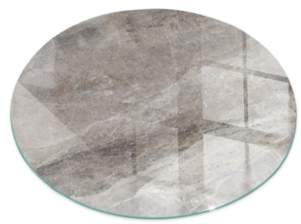 Kaminofen Glasplatte ⌀ 80 cm Funkenschutzplatte für Kamin Ofenglas Gehärtetem Glas Rund Bodenplatte Kaminglas Funken- und Kratzfest Kaminplatte - Natursteinmuster