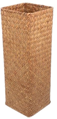 DECOMELODY Geflochtene Rattan Vase aus Natürlichem Seegras Große Vintage Blumenvase als Trockenblumenhalter für Tisch und Wohnraumdekoration Rustikale Vase für Büro und Zuhause