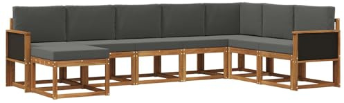 vidaXL Outdoor-Sofagarnitur mit Kissen 8 pcs Natur und Anthrazit, Moderner Garten Sofa, wetterfeste Eckcouch, Möbel zum Entspannen auf Terrasse, Patio Lounge und Komfortset