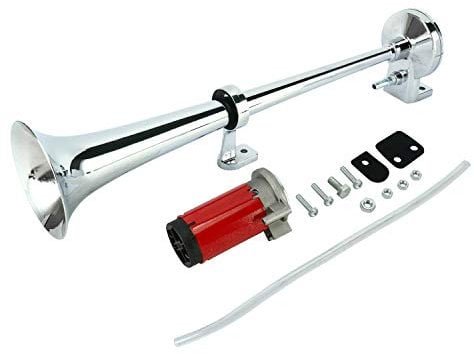 FreeTec Lufthorn Drucklufthorn mit Kompressor 150db 12V für alle Fahrzeuge LKW Züge Boote Autos SUV (Single Trumpet)