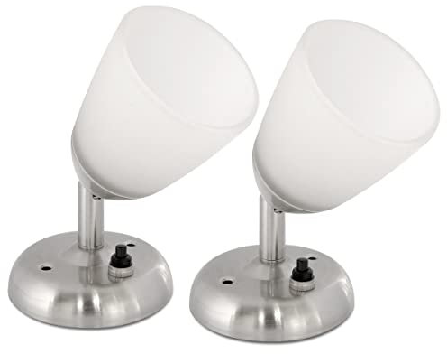 Dream Lighting Liseuse LED pour Camping Car, Design Rétro en Verre avec Finition Nickel Brossé, Lumière Chaude 3000K 3,1W 150LM, Spot 12v LED Caravane Bateau Camper RV 2 Pièce