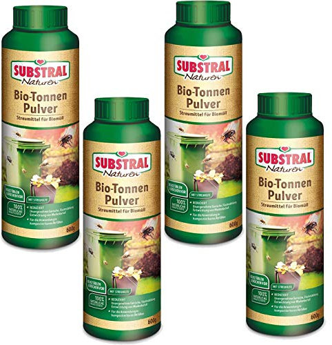 Substral-Naturen Organic Tonne Powder for Odours and Madden Infestation, Insecticide Free, 4 x 600 g + Tick Tongs with Magnifying Glass
