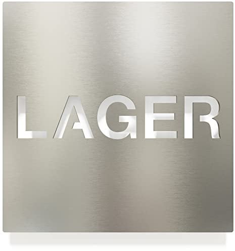 Edelstahl Hinweis-Schild Lager - selbstklebend & pflegeleicht - Design Piktogramm - Türschild H-63-E