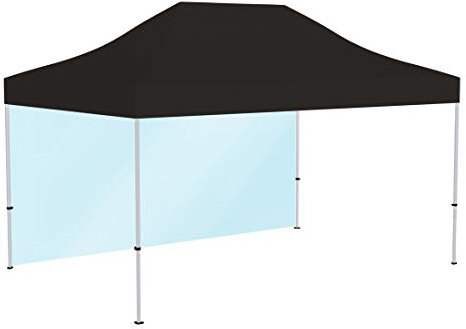Vispronet® Profi-Faltpavillon Basic 3x4,5 m (Zeltwand 450 cm), Dach Schwarz ✓ mit 1 Vollwand Transparent ✓ versch. Größen & Farben ✓ Scherengittersystem ✓ inkl. Dach, Volant