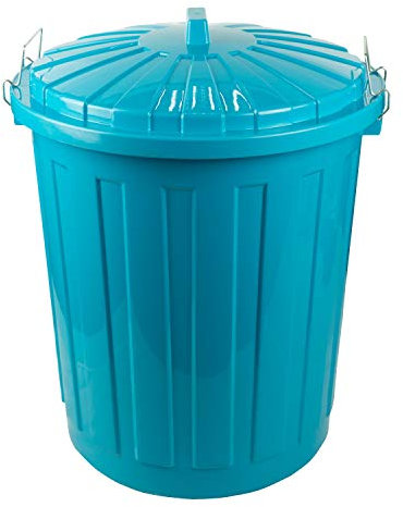 HRB Maxitonne 50 Liter Türkis, Tonne aus stabilem Hartplastik, abnehmbarer Deckel mit Verschlüssen, geeignet für Wäsche, Spielzeug oder als Mülleimer Küche
