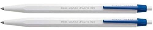 Caran d'Ache 0825.260 825 Lot de 2 stylos à bille rétractables en plastique Gris/bleu 14 cm Multicolore