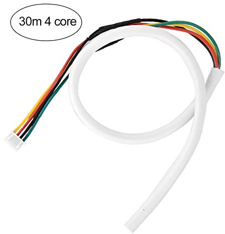 Taidda Cable flexible de 4 hilos, Cable de cobre flexible blanco 4 núcleos 30m 0.5mm² Cable de cobre flexible blanco redondo para sistema de videoportero