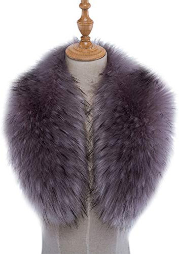 Asudaro Damen Fauxpelzkragen Pelzkragen Kunstpelz Pelzschal Fellkragen Kapuzen Winter Schal Pashminas Kunstpelz Kapuze Edges Fellkragen Hood Kragen Wrap für Mantel Daunenjacke mit Tasten 55-90cm
