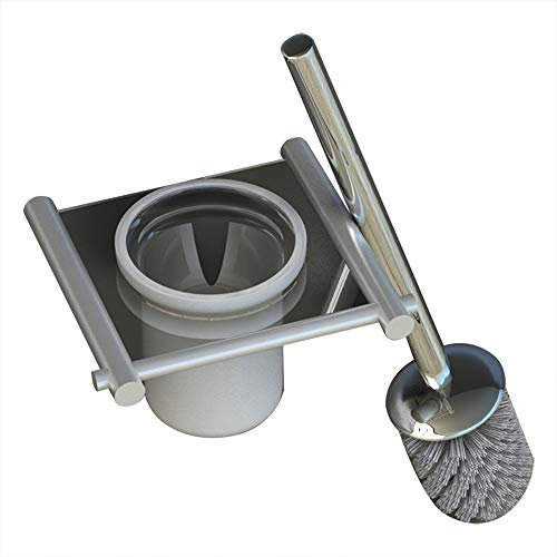 Alpenberger Formschöne WC-Bürstengarnitur mit Halter | Edelstahl verchromt | Toilettenbürste mit Befestigungsmaterial zur Wandmontage