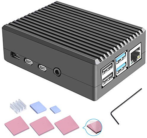 Owootecc Custodia in Metallo per Raspberry Pi 4 con Colonna di Raffreddamento, Dissipatore e Shell in Alluminio Senza Ventola per Modello B