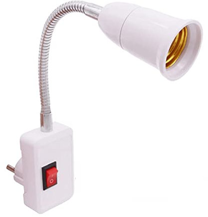 CABLEPELADO Adattatore per presa E27 europea con interruttore bianco (modello 2)