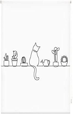 Blindecor Digitale Küche | lichtdurchlässiges Rollo mit Digitaldruck | Modell Cat | 110 x 180 cm (Breite x Höhe) Stoffgröße 107 x 175 cm | Fensterrollos