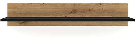BIM Furniture Hängendes Regal Nuka G 100 cm Bücherregal Wandpaneel handwerkliche Eiche schwarz matt