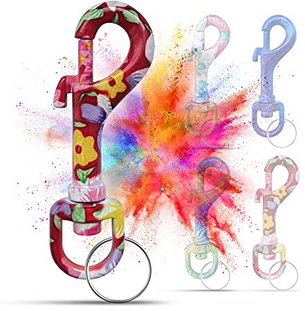 NEU KEYU® Bolzenkarabiner Handarbeit | Jeder Karabiner ein Unikat | Karabinerhaken | Karabiner Schlüsselanhänger | Karabinerhaken mit Drehgelenk | Karabiner Edelstahl | Wirbelkarabiner (Flower Power)