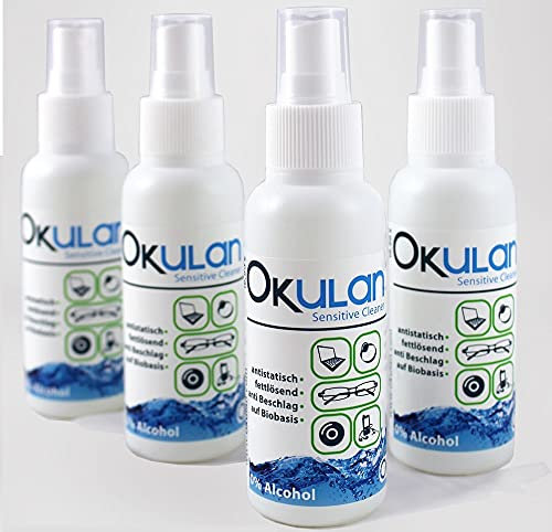 PureView Solution 100ml Bottle Glass Spectacle Multi Cleaner/Anti Fog/Allergy-Friendly/Antistatic/Fat-Dissolving/Biological Basis Spray Sensitive Cleaner 0% Alcohol Organic Basis