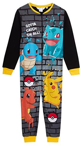 Pokemon Einteiler für Kinder Pikachu Schlafanzug Fleece Jungen Schlafanzug mädchen nachtwäsche Unisex Freizeitkleidung