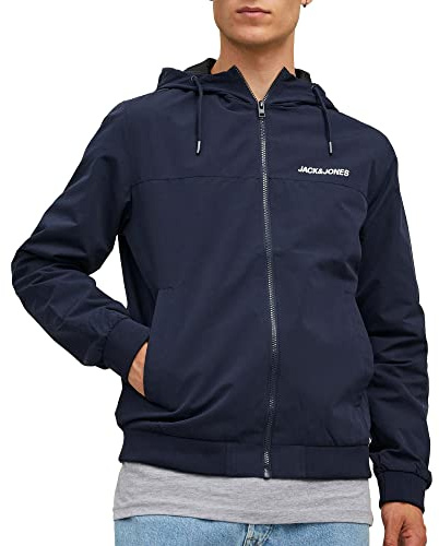 Jack & Jones Herren Jjerush Blocking Hood Bomber Noos Jacke, Navy 2, L EU