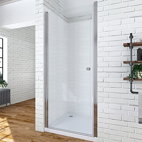 Duschtür in Nische 70 cm rahmenlose Pendeltür Dusche Duschwand Glas Duschabtrennnung barrierefreie Nischentür nach innen und außen öffnen Echtglas Klarglas 6 mm mit Lotus-Effekt Nanobeschichtung