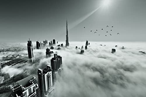 VLIES Fototapete-DUBAI-(PF6136)-300x223 cm-Emirat UAE Stadt Panorama Wolkenkratzer Burj Khalifa Hafen Skyline Meer Metropole Dekor XXL Wandbild Wandtattoo Poster