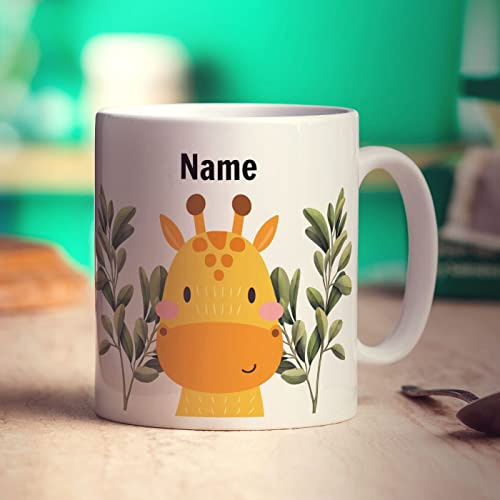 Personalised Giraffe Mug - Add Any Name - Gift for Children - Present for Kids - 11oz Ceramic Cup