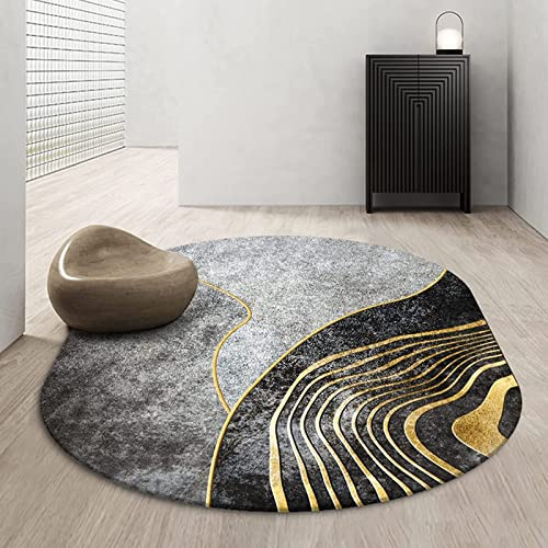SRTJURFG Modernes Design Rechteck Teppich rutschfeste, Kurzflor Teppich In- & Outdoor Grau Schwarz Gold Leichter Luxus Kinderteppiche Flauschige Groß Schutzmatten 80 X 150 cm