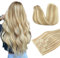 DOORES Nahtlose Clip In Extensions Echthaar, Dreckiges Blond Highlights Bleichblond 45cm 18 Zoll 7 Stück 110g Remy Menschlich Clips in Haarverlängerung Natürliche Echthaar Extensions Dicke Haare