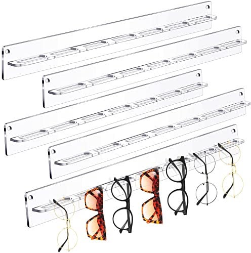 5 Stück Acryl-Sonnenbrillen-Organizer, Aufbewahrung, Wandmontage, Brillen-Halter, zum Aufhängen, Brillenständer, Aufhänger für Eingangsregal (transparent)
