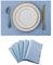Home Brilliant Blue Placemats, Faux Linen Fabric Table Mat Set of 6, Restaurant Table Protector, 33 x 48 cm(13x19 Inch), Light Blue